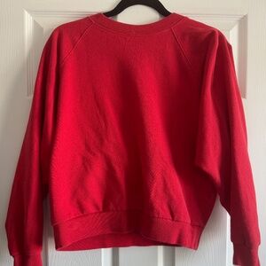 GAP Sweats Red Crewneck Sweatshirt Raglan Pullover Cotton XS